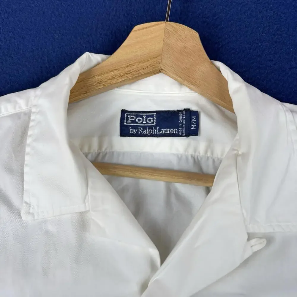 Polo Ralph Lauren Cotton Camp Shirt Button up short sleeve Men size M White Prep - Picture 3 of 9